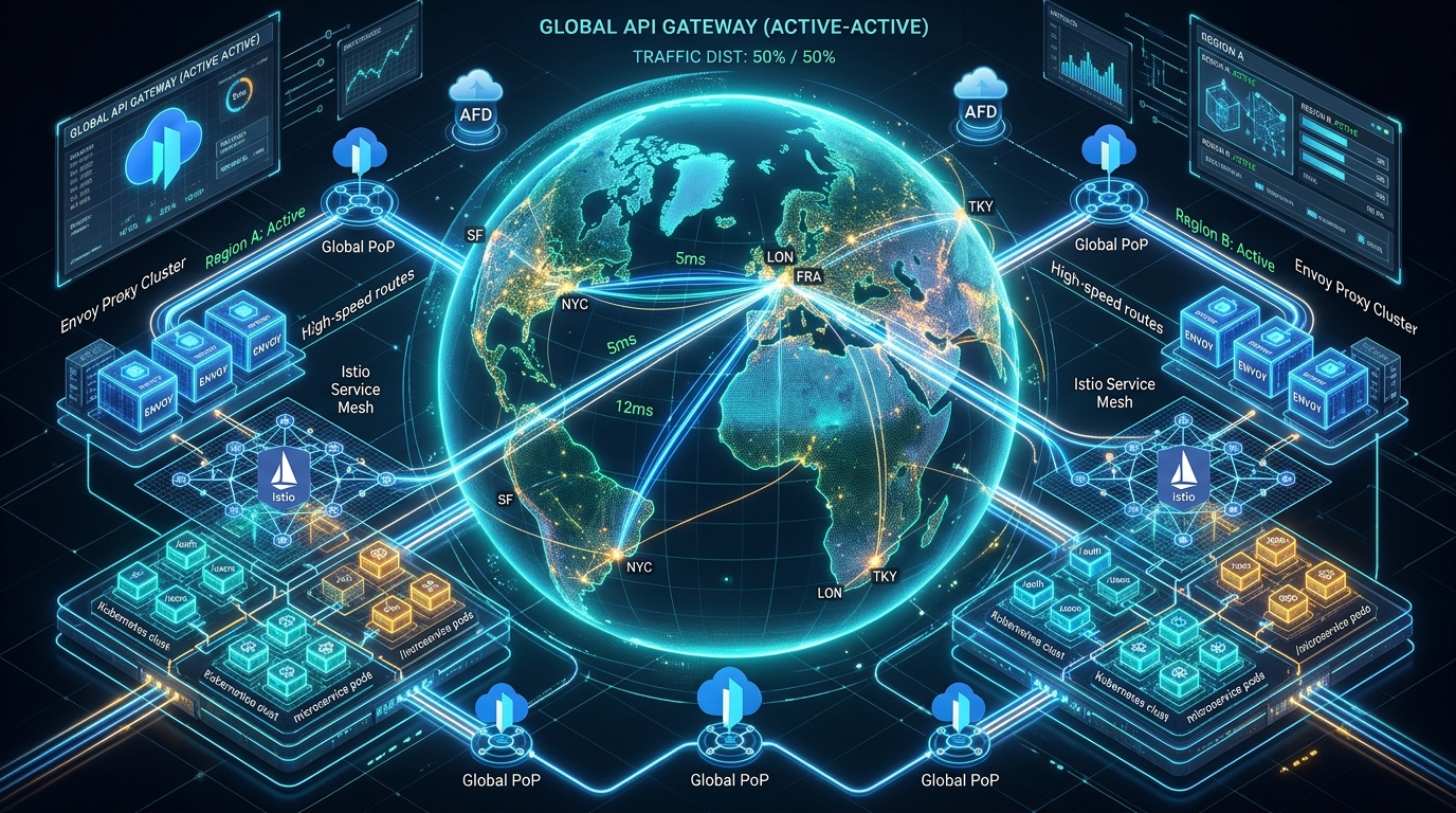 Designing Multi-Region Active-Active API Gateways with Envoy, Istio, and Azure Front Door in .NET 10